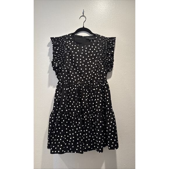 English Factory Dresses & Skirts - English Factory Womens Size XS Polka Dot Print Babydoll Mini Dress Pockets Retro